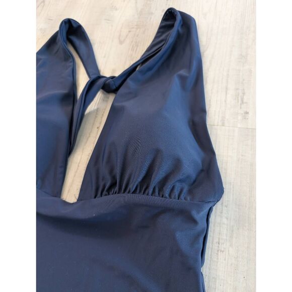 Summersalt The Plunge One Piece Swimsuit women's 12 navy‎ blue NWOTs modern - Picture 4 of 7